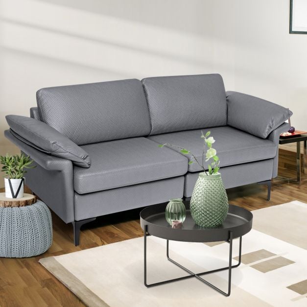 L Shaped 2 Seater Upholstered Sectional Couch - TidySpaces