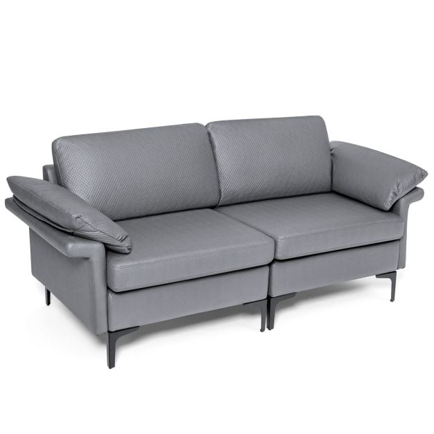 L Shaped 2 Seater Upholstered Sectional Couch - TidySpaces