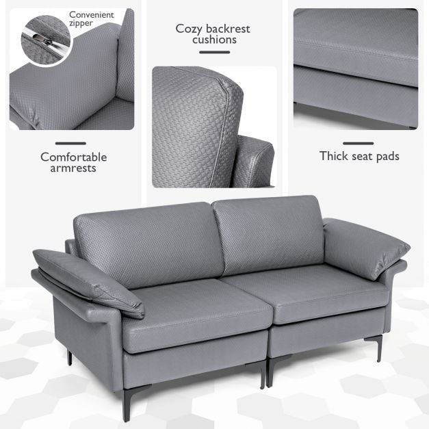 L Shaped 2 Seater Upholstered Sectional Couch - TidySpaces