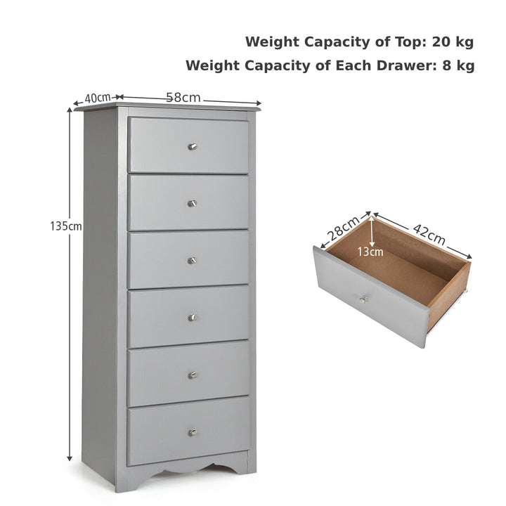 6 Drawer Freestanding Dresser Cabinet - TidySpaces
