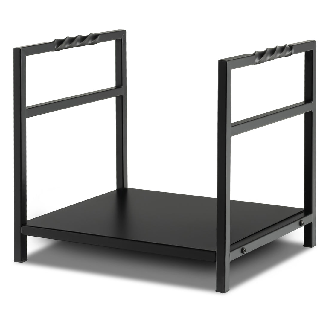 Firewood Log Rack with Solid Bottom Panel and Screw Thread Handle-Black - TidySpaces