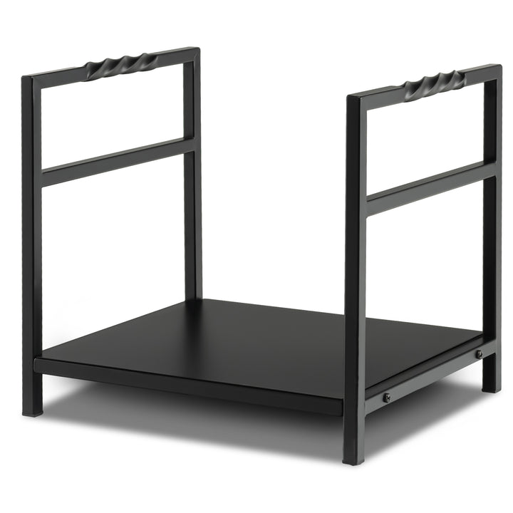 Firewood Log Rack with Solid Bottom Panel and Screw Thread Handle-Black - TidySpaces