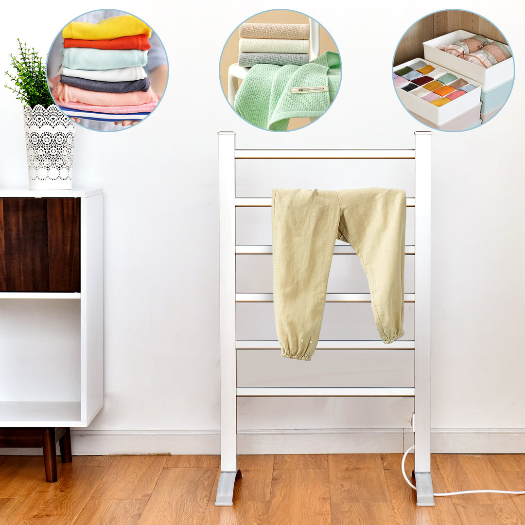 2-in-1 Electric Towel Warmer with 6 Bars - TidySpaces