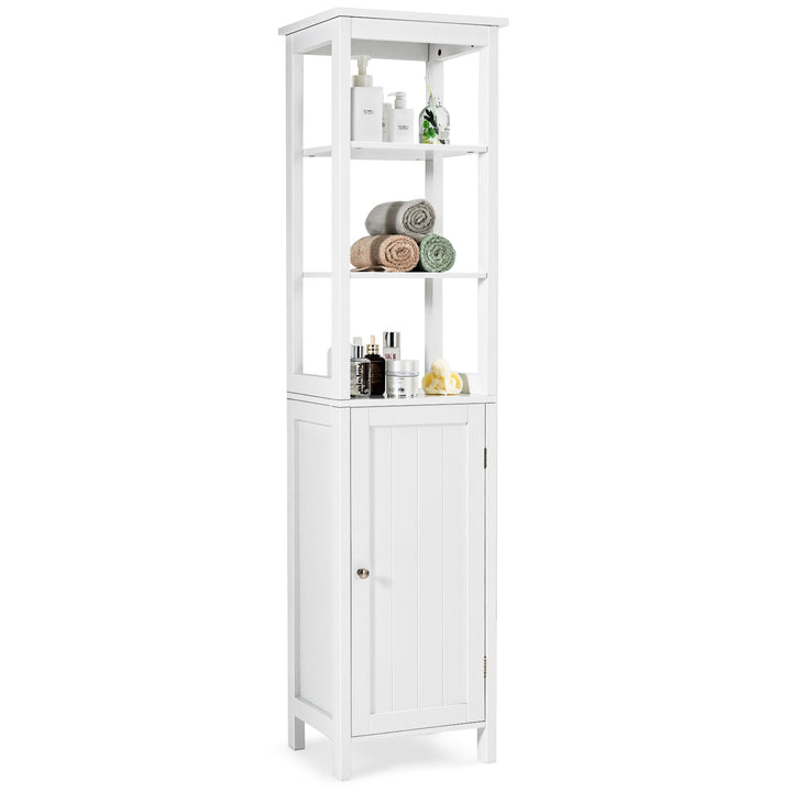 Freestanding Floor Cabinet with 3-Position Middle Panel and Anti-Toppling Mechanism-White - TidySpaces