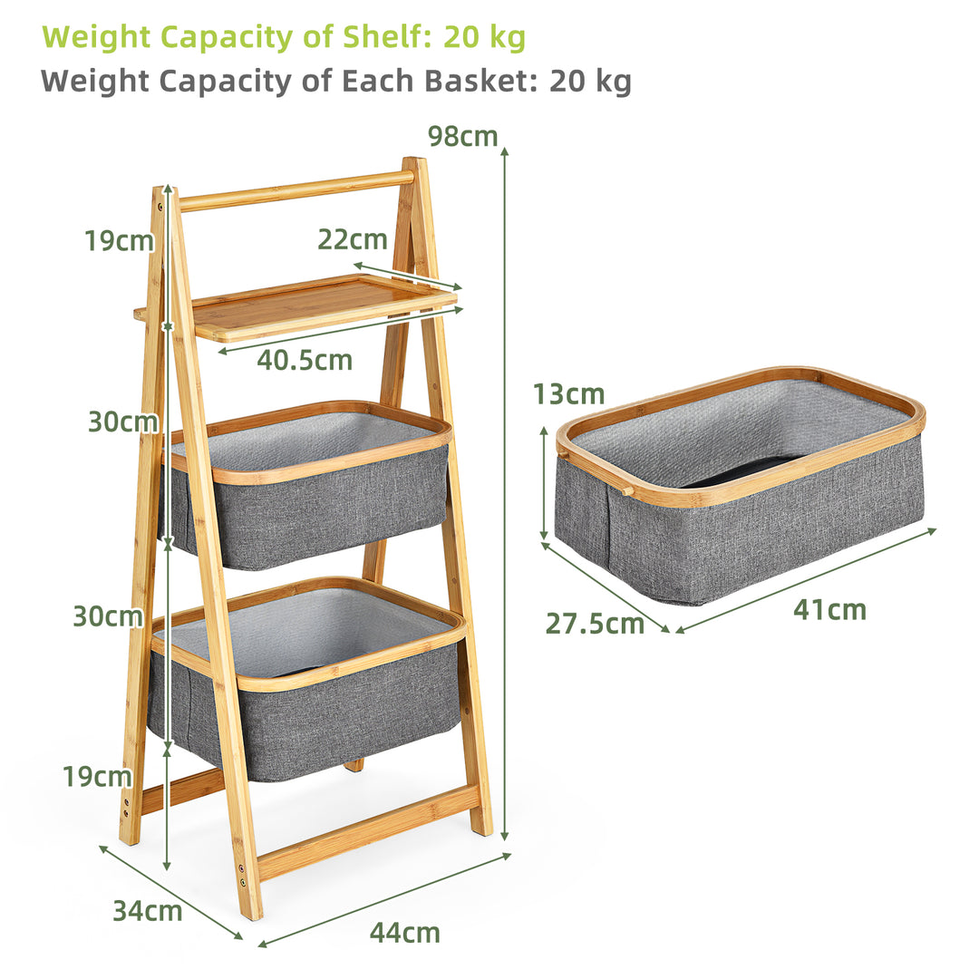 Freestanding A-Frame Laundry Hamper with Shelf-Natural - TidySpaces