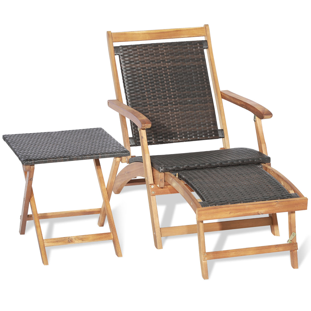 Folding Patio Lounge Chair with Retractable Footrest for Outdoor - TidySpaces