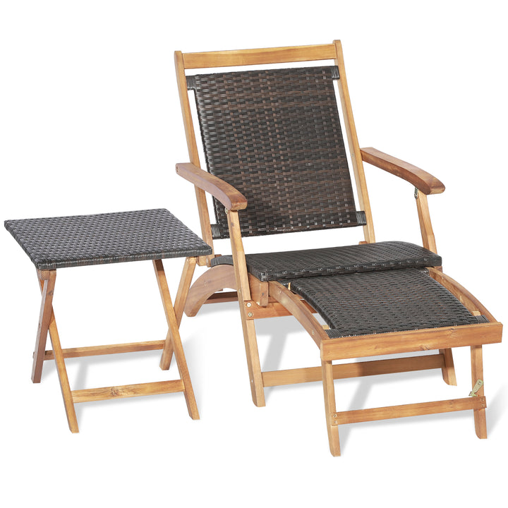 Folding Patio Lounge Chair with Retractable Footrest for Outdoor - TidySpaces