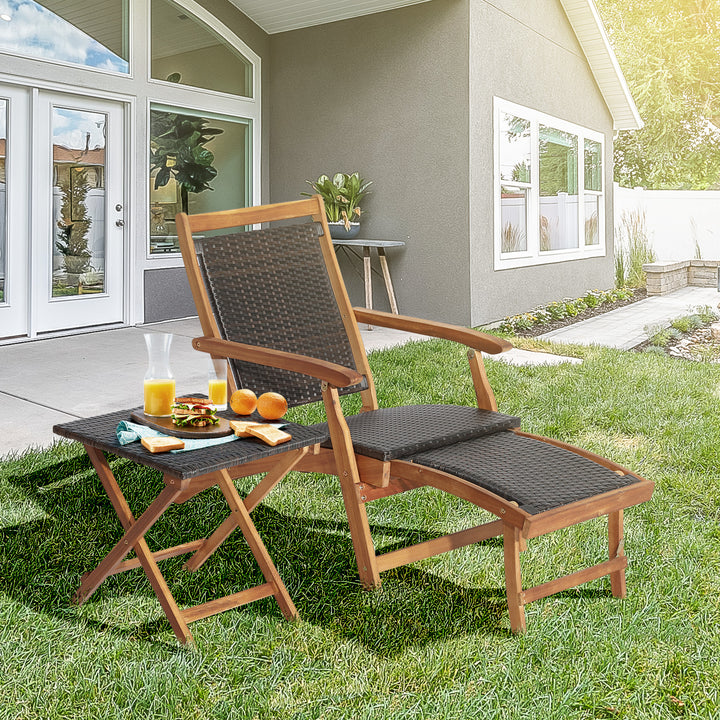 Folding Patio Lounge Chair with Retractable Footrest for Outdoor - TidySpaces