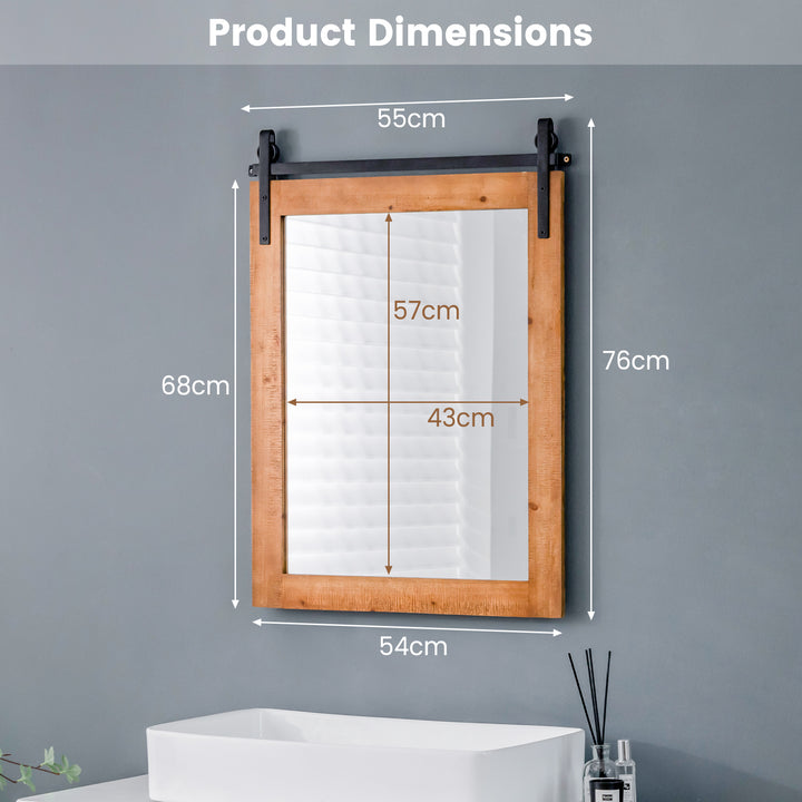 Wall Mounted Mirror with Solid Wood Frame and Metal Bracket - TidySpaces