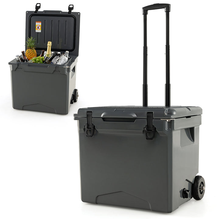 40 L Ice Chest Hard Cooler with Wheels and Handle Grey - TidySpaces