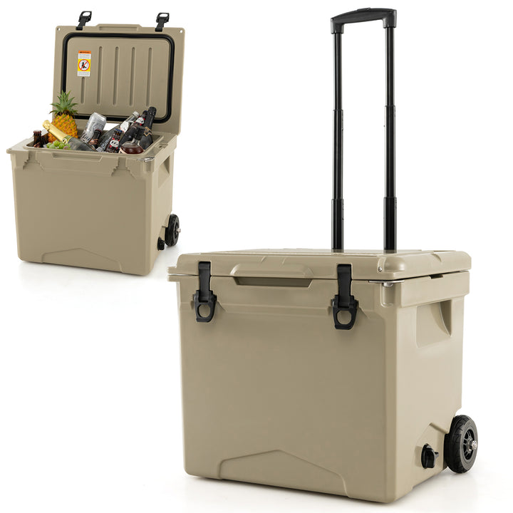 40 L Ice Chest Hard Cooler with Wheels and Handle Tan - TidySpaces