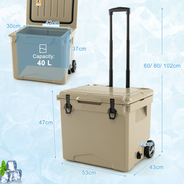40 L Ice Chest Hard Cooler with Wheels and Handle - TidySpaces