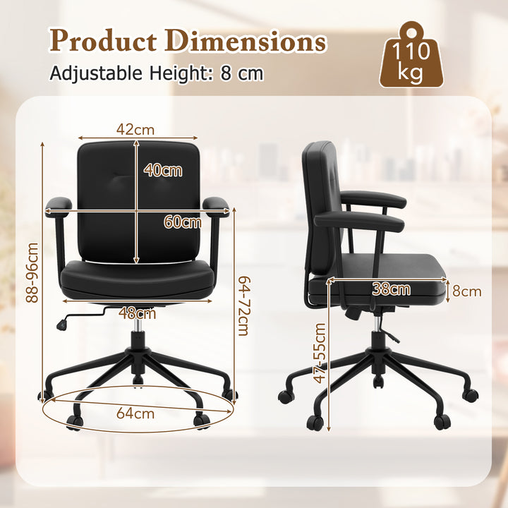 Home Office Small Desk Chair with Adjustable Height Wheels - TidySpaces