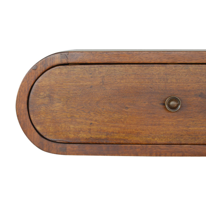 Wall Mounted Round Chestnut Bedside - TidySpaces
