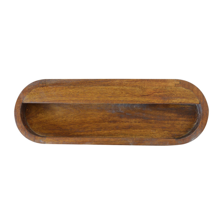 Wall Mounted Round Chestnut Bedside - TidySpaces