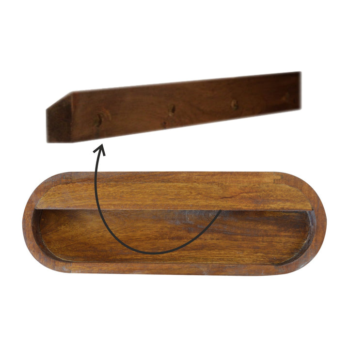 Wall Mounted Round Chestnut Bedside - TidySpaces