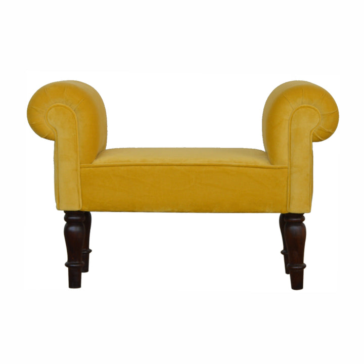 Mini Mustard Velvet Bench - TidySpaces