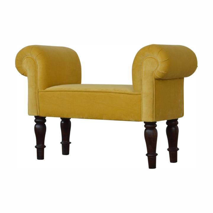 Mini Mustard Velvet Bench - TidySpaces