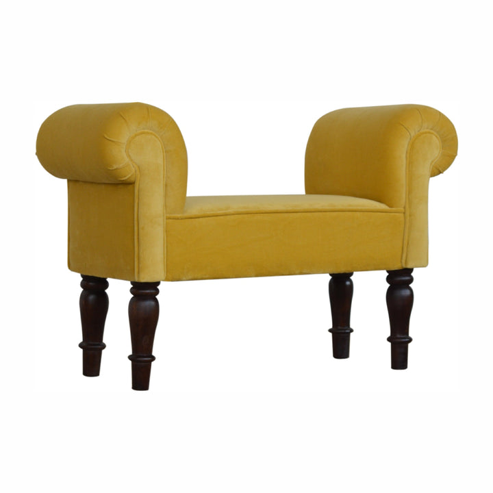 Mini Mustard Velvet Bench - TidySpaces