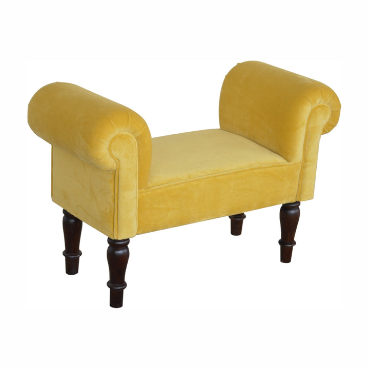 Mini Mustard Velvet Bench - TidySpaces