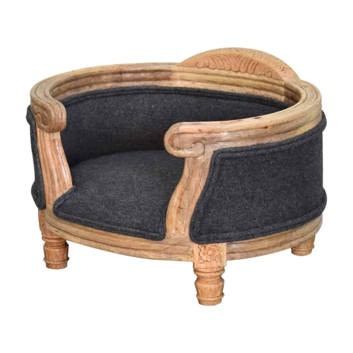 Carved Battleship Tweed Pet Bed - TidySpaces
