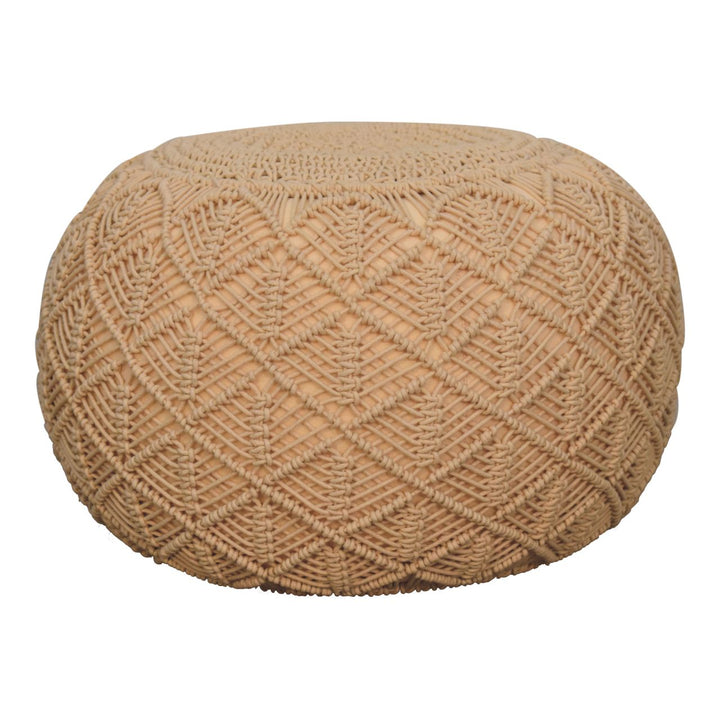 Ansley Beige Pouffe - TidySpaces