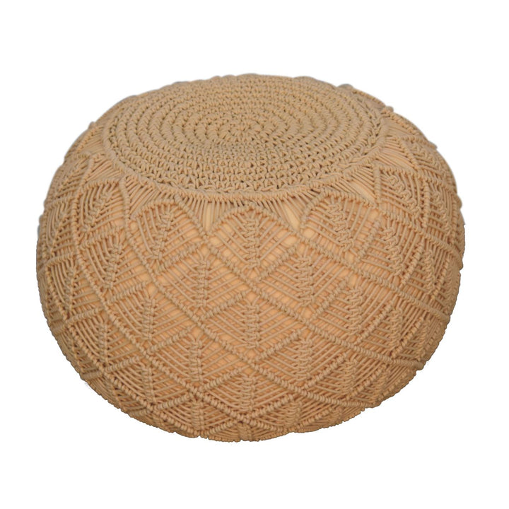 Ansley Beige Pouffe - TidySpaces