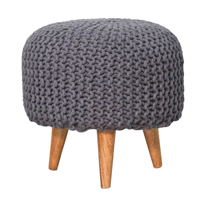 Keeva Grey Round Footstool - TidySpaces