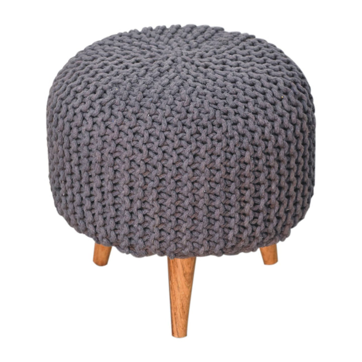 Keeva Grey Round Footstool - TidySpaces