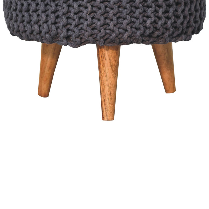Keeva Grey Round Footstool - TidySpaces