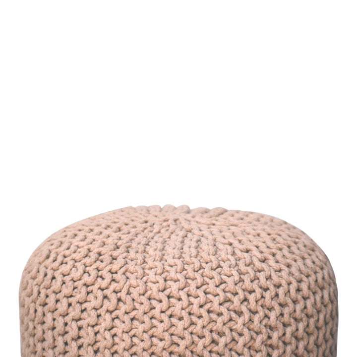 Keeva Beige Round Footstool - TidySpaces