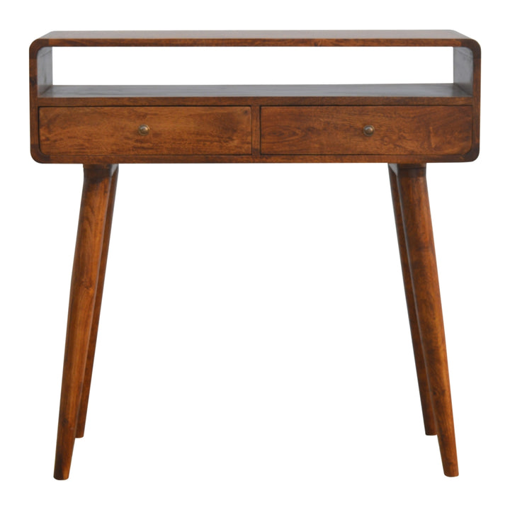 Curved Chestnut Console Table - TidySpaces