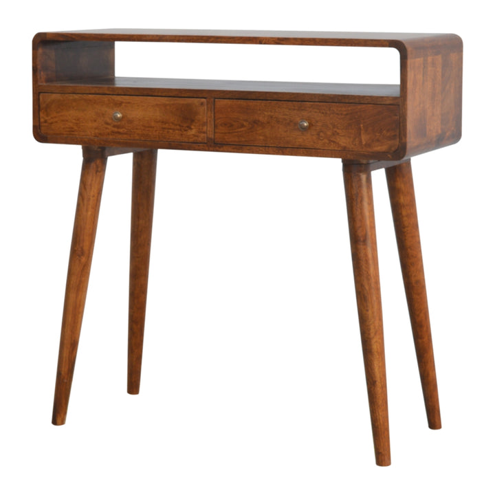 Curved Chestnut Console Table - TidySpaces