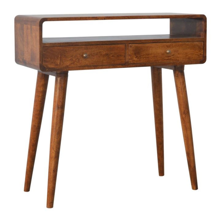 Curved Chestnut Console Table - TidySpaces
