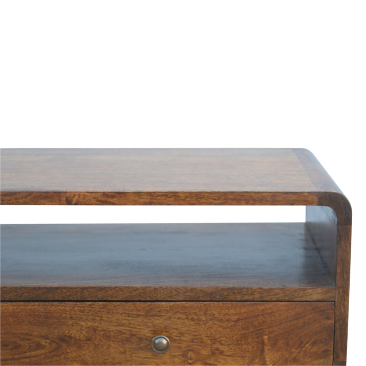 Curved Chestnut Console Table - TidySpaces