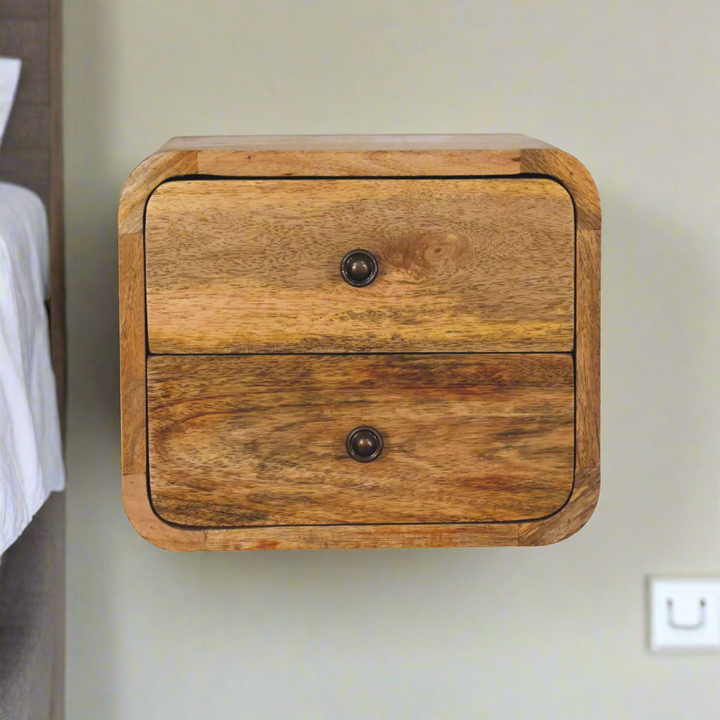 Mini Curve Oak-ish Floating Bedside - TidySpaces