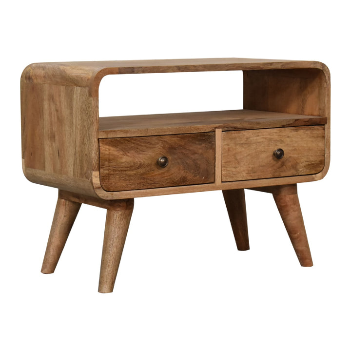 Mini Curved Oak-ish Media Unit - TidySpaces
