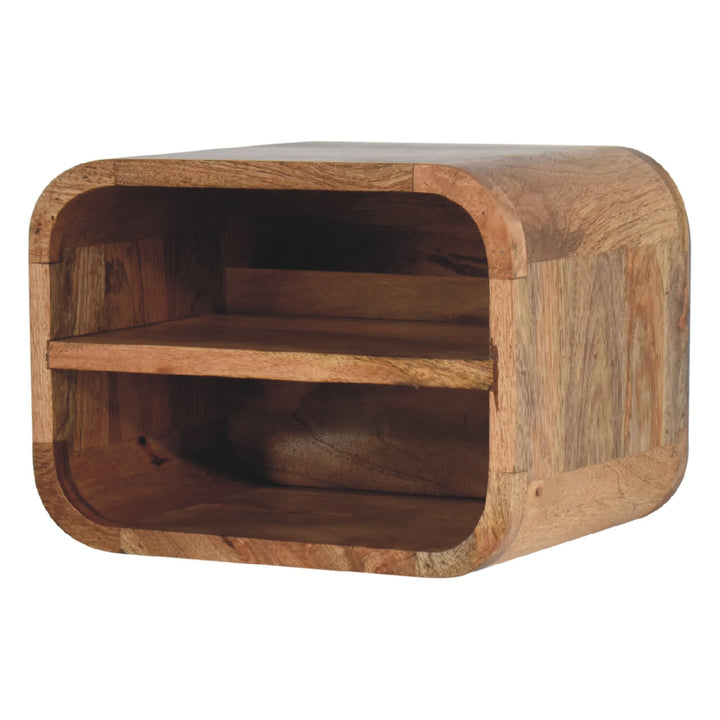 Oak-ish Floating Open Curve Bedside - TidySpaces