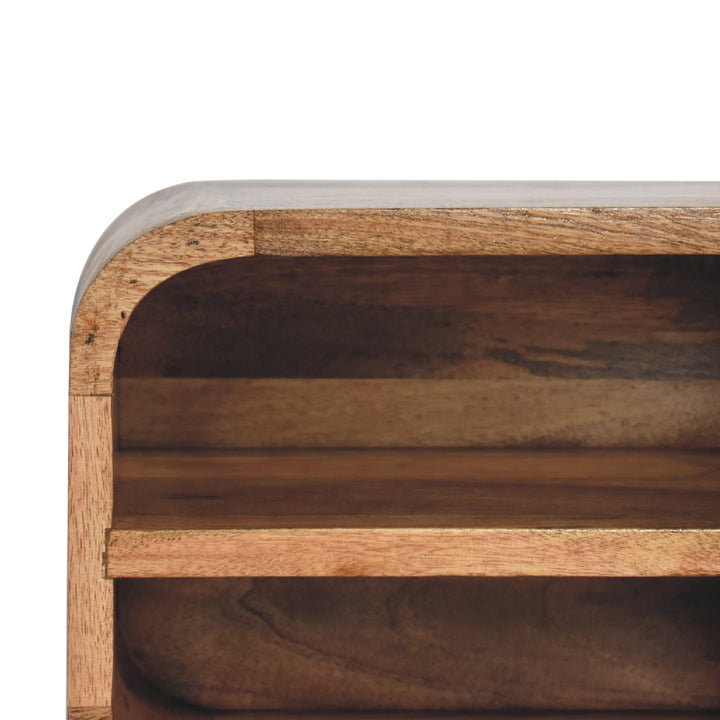 Oak-ish Floating Open Curve Bedside - TidySpaces