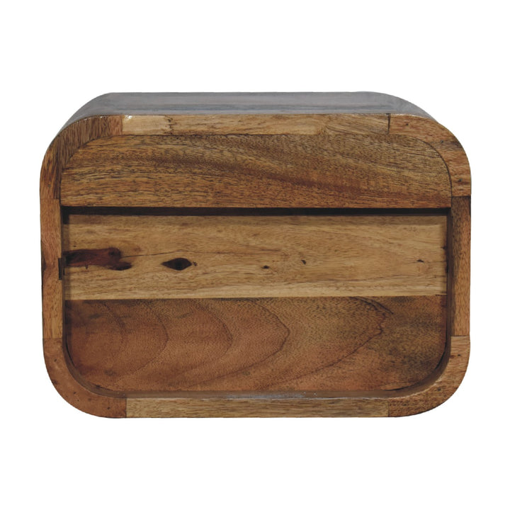 Oak-ish Floating Open Curve Bedside - TidySpaces