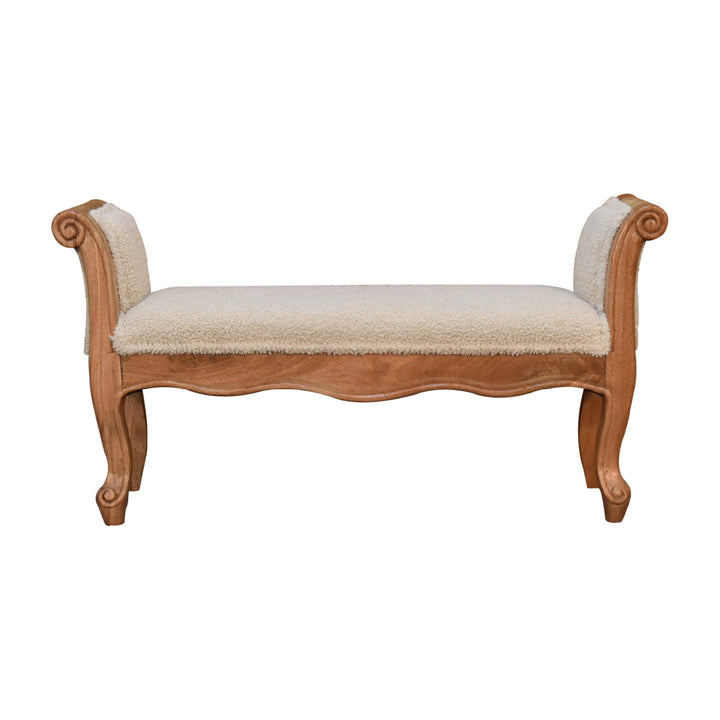 Cream Boucle French Style Bench - TidySpaces