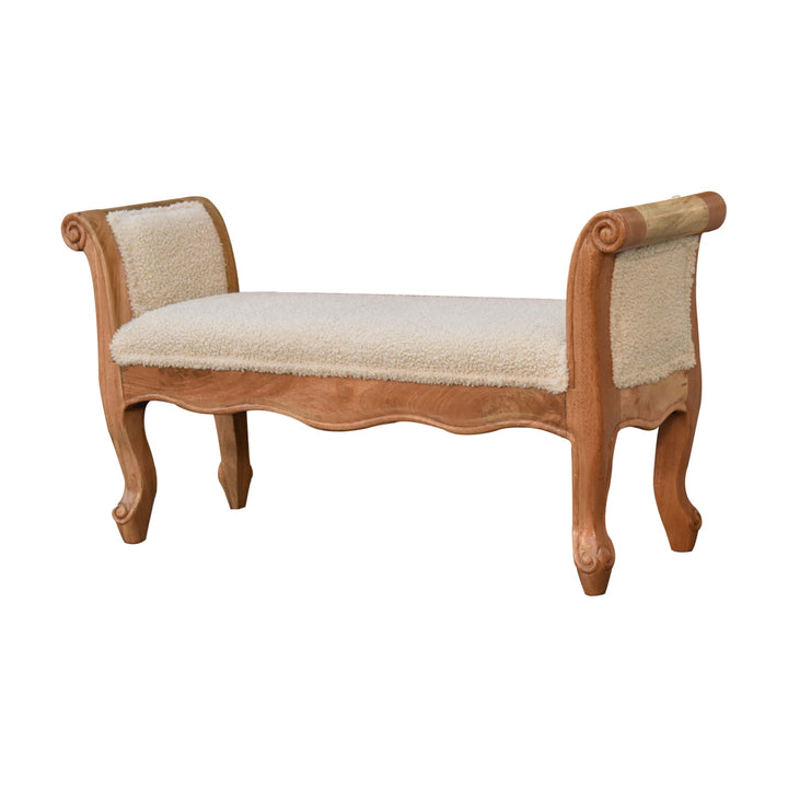 Cream Boucle French Style Bench - TidySpaces