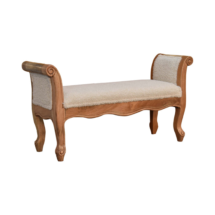 Cream Boucle French Style Bench - TidySpaces