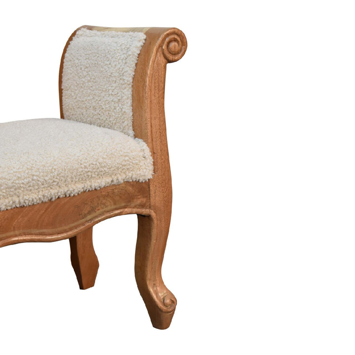 Cream Boucle French Style Bench - TidySpaces