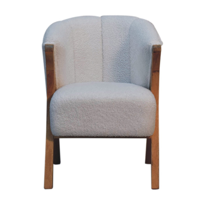 White Boucle Minimalistic Chair - TidySpaces