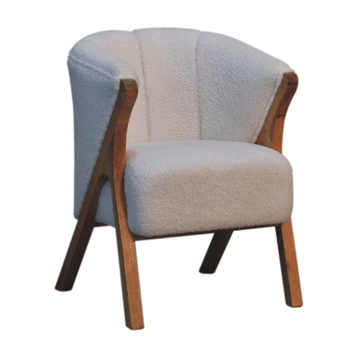White Boucle Minimalistic Chair - TidySpaces