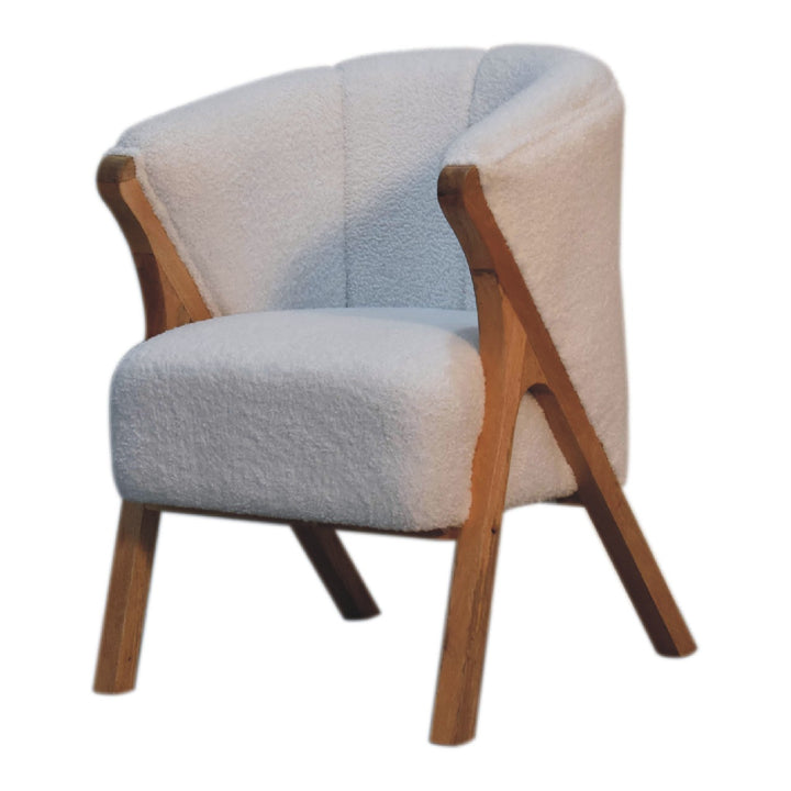 White Boucle Minimalistic Chair - TidySpaces