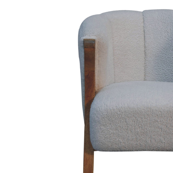 White Boucle Minimalistic Chair - TidySpaces