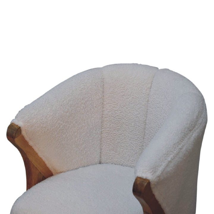 White Boucle Minimalistic Chair - TidySpaces