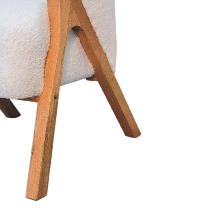 White Boucle Minimalistic Chair - TidySpaces